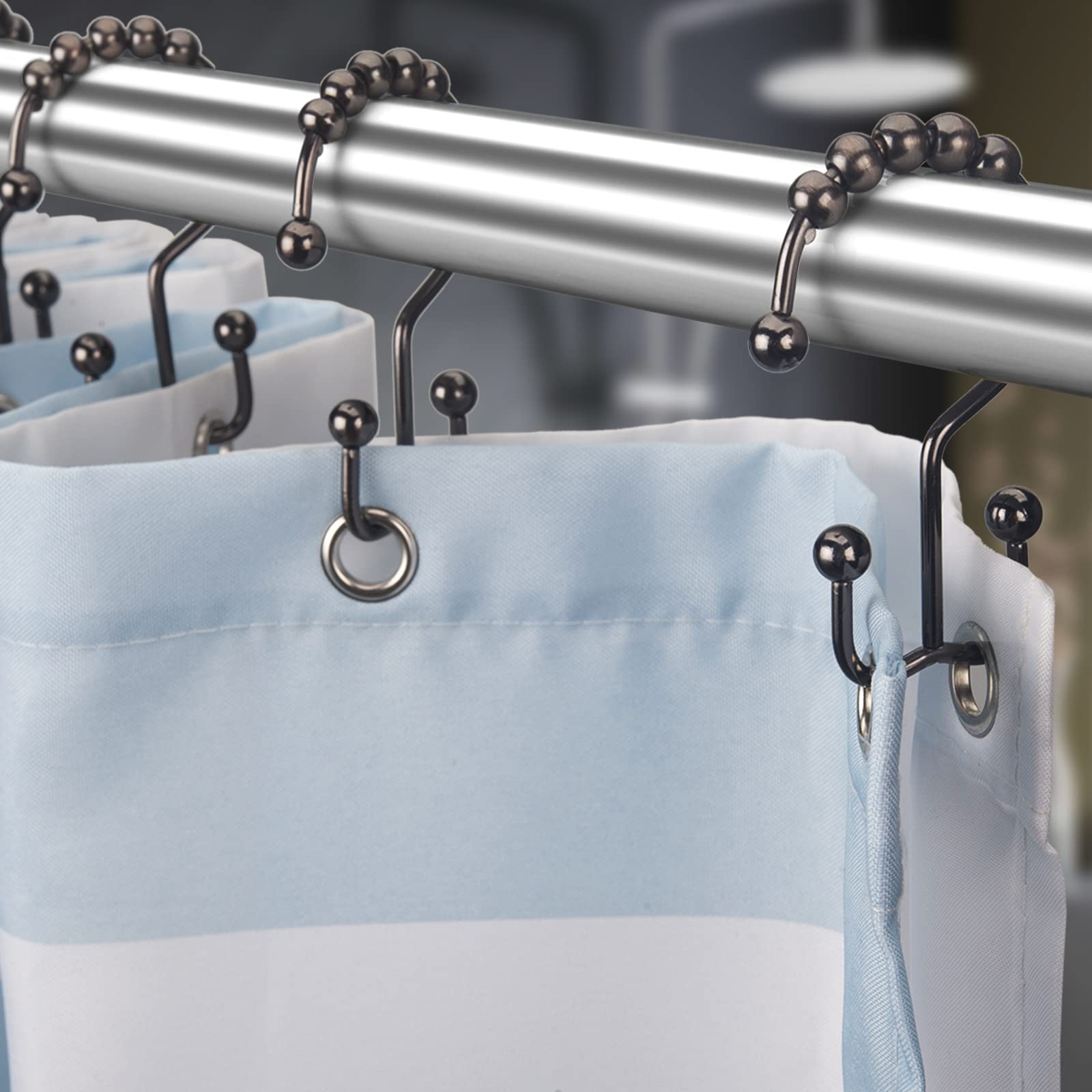 Titanker 12-Piece Shower Curtain Hooks & Rings Set with 72x72 Inch Clear Plastic Shower Liner - Bathroom Decor for Waterproof Protection & Easy Installation