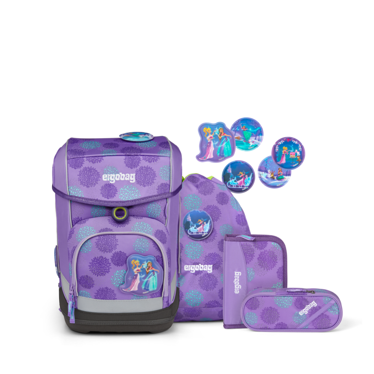 Ergobag SET Cubo 5-Piece School Backpack with Reflective SleighBear Glow Design - Perfect for Kids' School, Travel & Outdoor Adventures