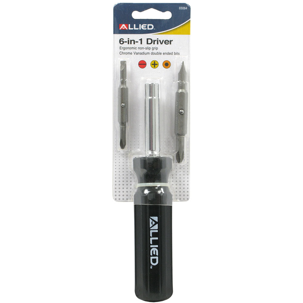 Allied 65064 6-in-1 Multi-Bit Screwdriver Set with Magnetic Tip - Perfect for Home Repairs, Electronics, and DIY Projects