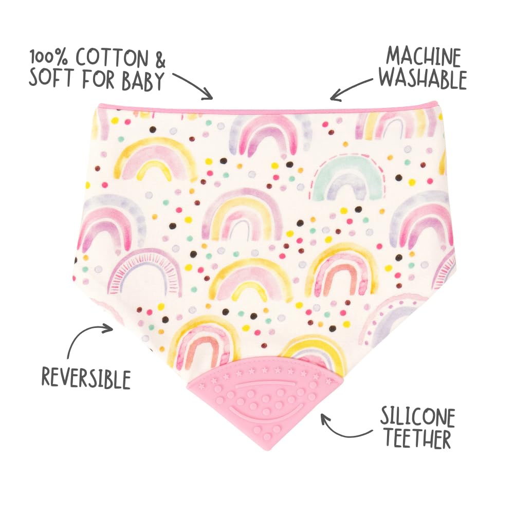 Reversible Bandana and Teether Bibs for Baby Boys & Girls - 100% Cotton, Absorbent, Durable & Easy to Clean Bibs - Perfect for Feeding, Teething & Drooling Protection