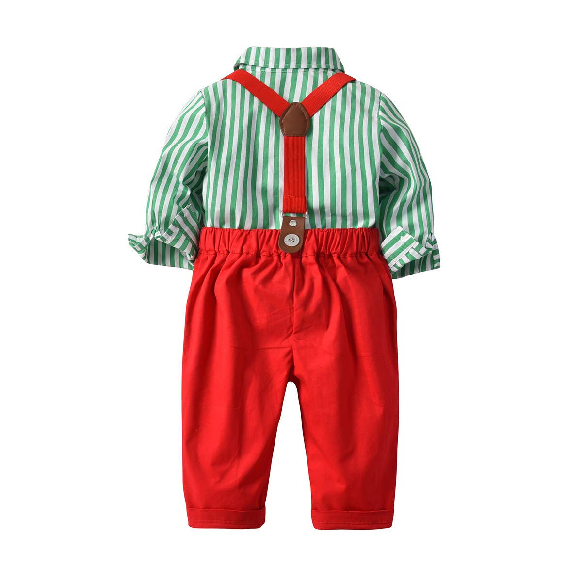 4-Piece Toddler Baby Boys Gentleman Outfits Set - Long Sleeve Striped Shirt, Bow Tie & Pants Suit - Formal Wear for Weddings, Parties & Special Occasions