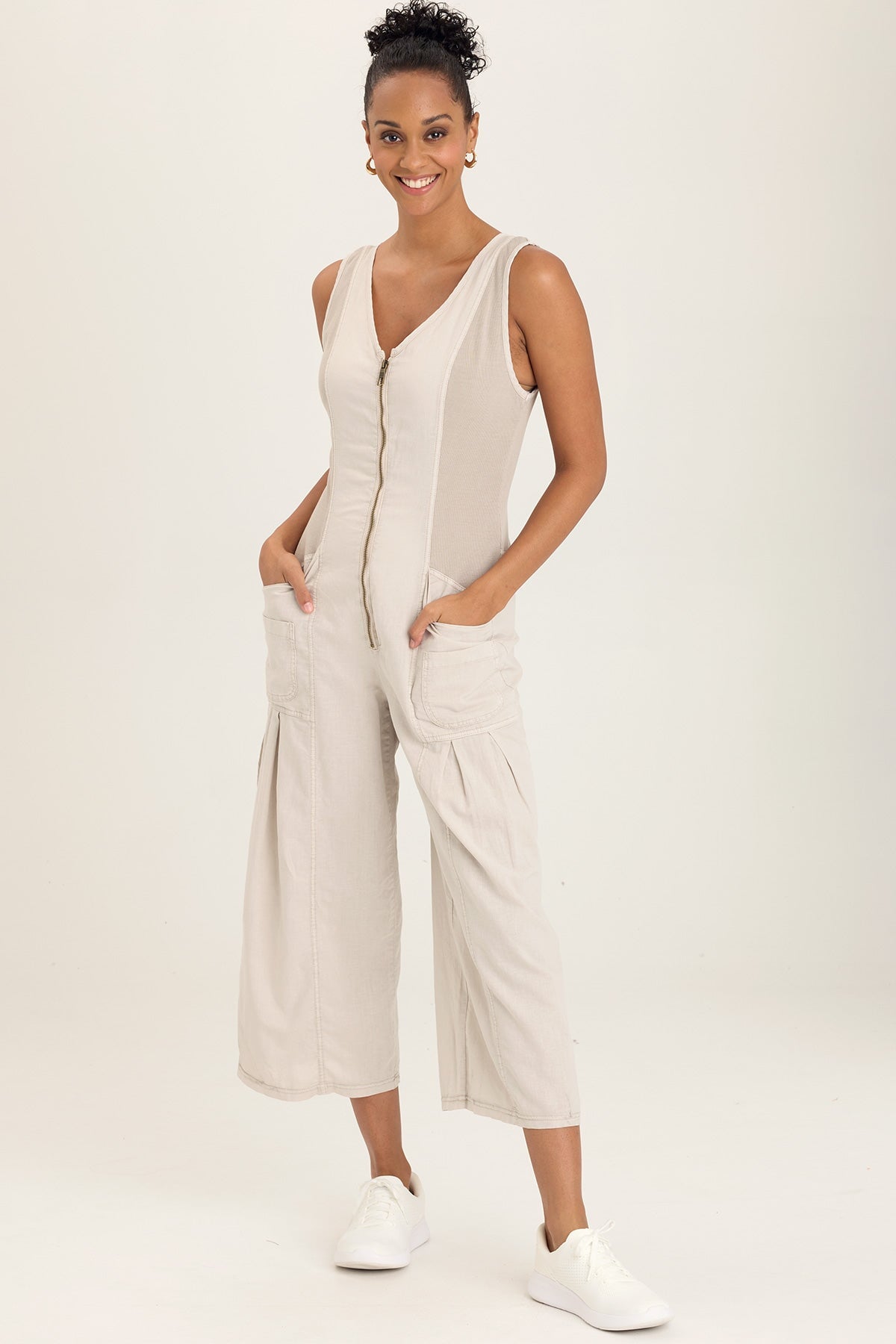Linen Macgowan Wide Leg Cargo Jumpsuit for Women - Comfortable & Stylish BoHo Romper with Pockets - Perfect for Summer, Travel & Casual Outings