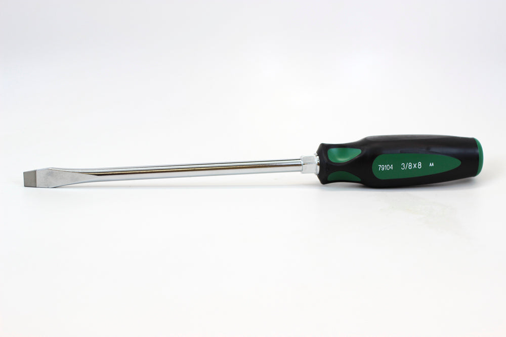 3/8 x 8 Inch Keystone CushionGrip Screwdriver - Ergonomic Handle for Comfortable Use in Home Repair, Automotive, and DIY Projects