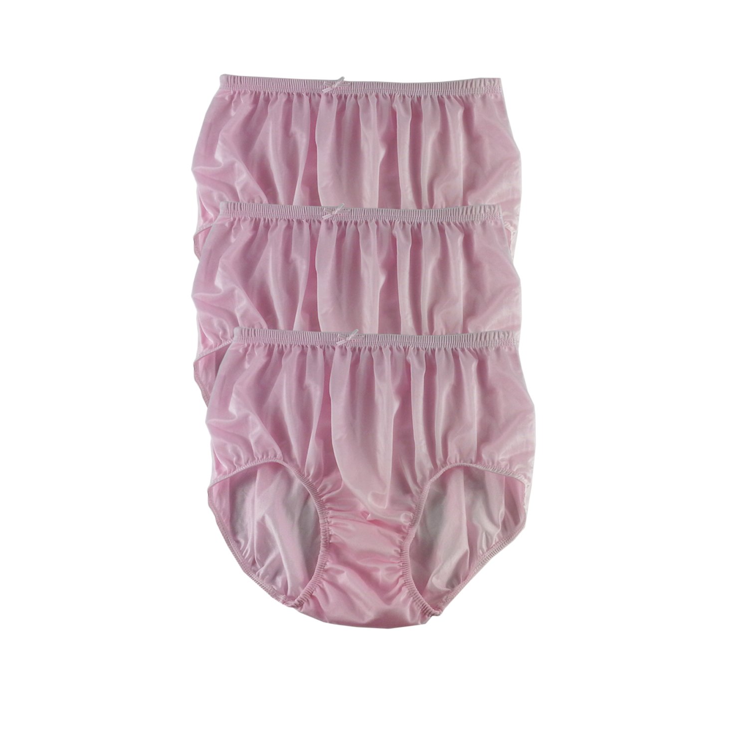 **3 Pack Women's Plus Size High Waist Silky Nylon Panties - Fair Pink Briefs Underwear for Everyday Comfort & Lingerie**    *(Perfect for Daily Wear, Lounge, Sleep & Special Occasions)*