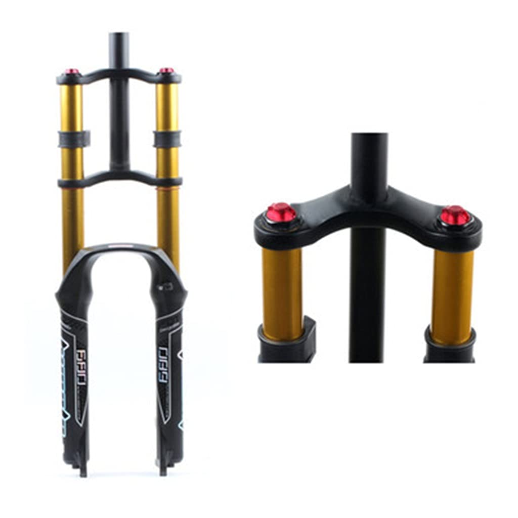 QHY MTB Spring Hydraulic Suspension Fork - Dual Crown DH Fork with Rebound Adjustment, Ultra Light Aluminum Magnesium, 26 Inch (Color: Oil Open) | Perfect for Downhill Mountain Biking, Trail Riding & Off-Road Cycling