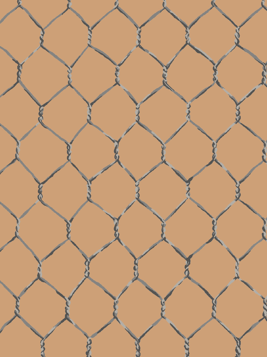 Evelyn's Chicken Wire Wallpaper by Sarah Jessica Parker - Metallic Design on Pecan Wood - Perfect for Farmhouse Decor & Accent Walls