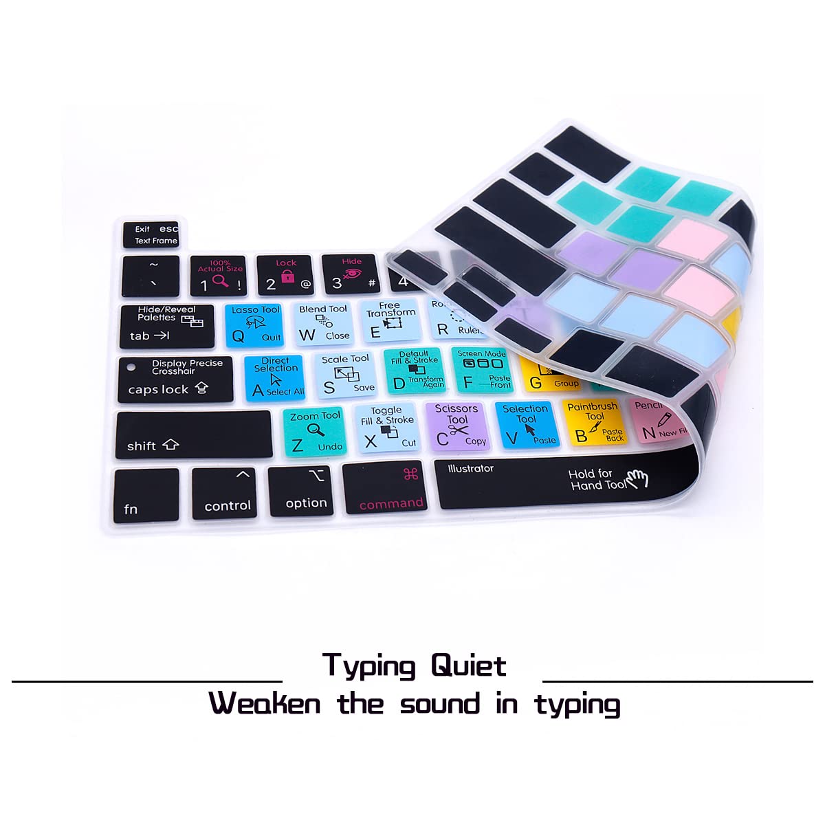 HRH Illustrator AI Shortcuts Silicone Keyboard Cover for MacBook Pro 13