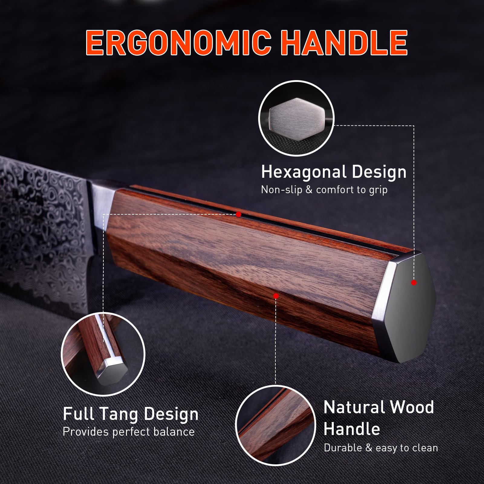 5 Inch Damascus Kitchen Utility Knife - 67-Layer VG10 Steel Ultra Sharp Professional Paring Knife with Hexagon Natural Wood Handle - Perfect for Slicing Fruits, Vegetables & Precision Cooking Tasks
