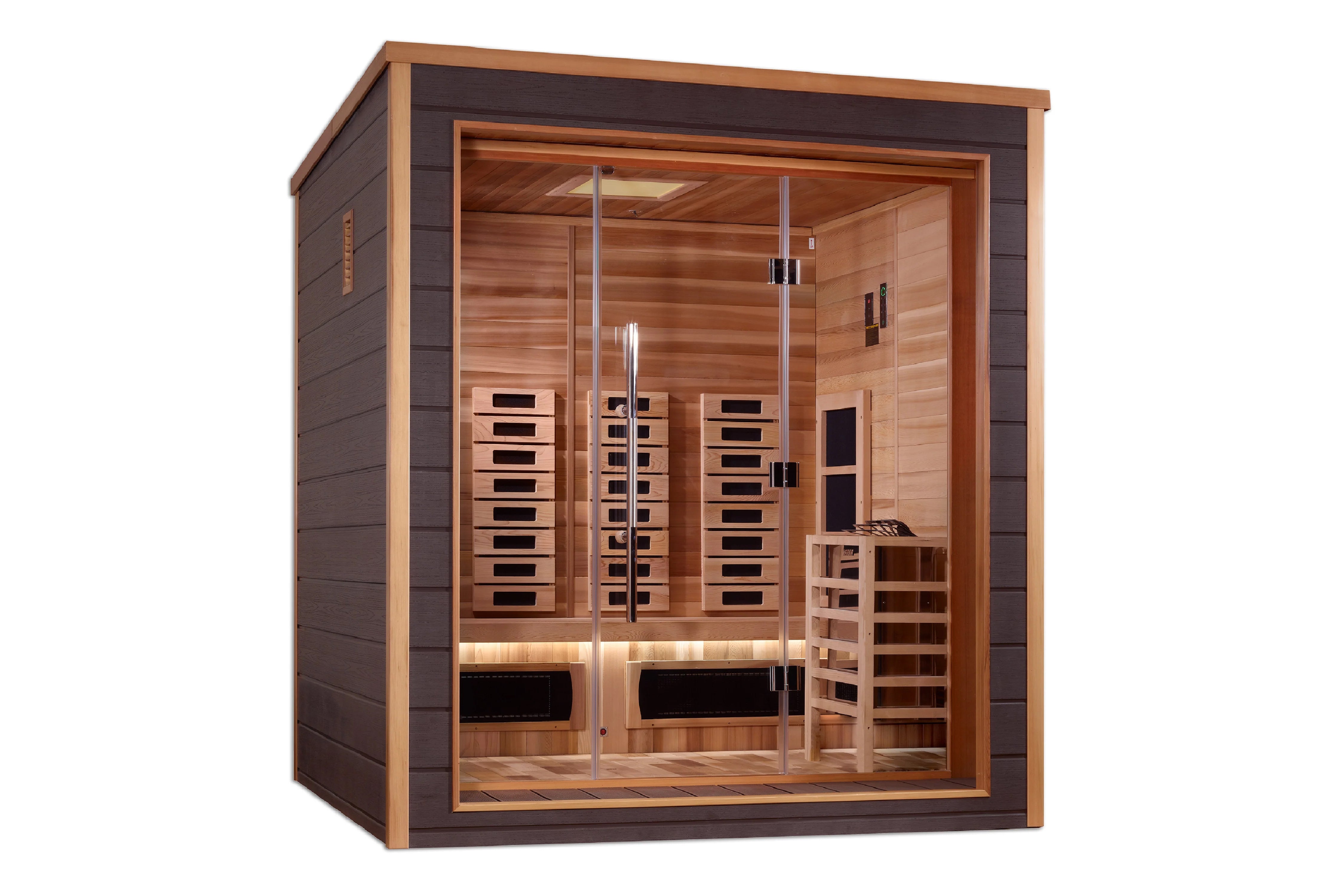 Golden Designs Visby 3-Person Infrared Sauna for Indoor & Outdoor Use - Full Spectrum Therapy for Relaxation & Detox | Perfect for Home Spa, Backyard Wellness & Gym Recovery