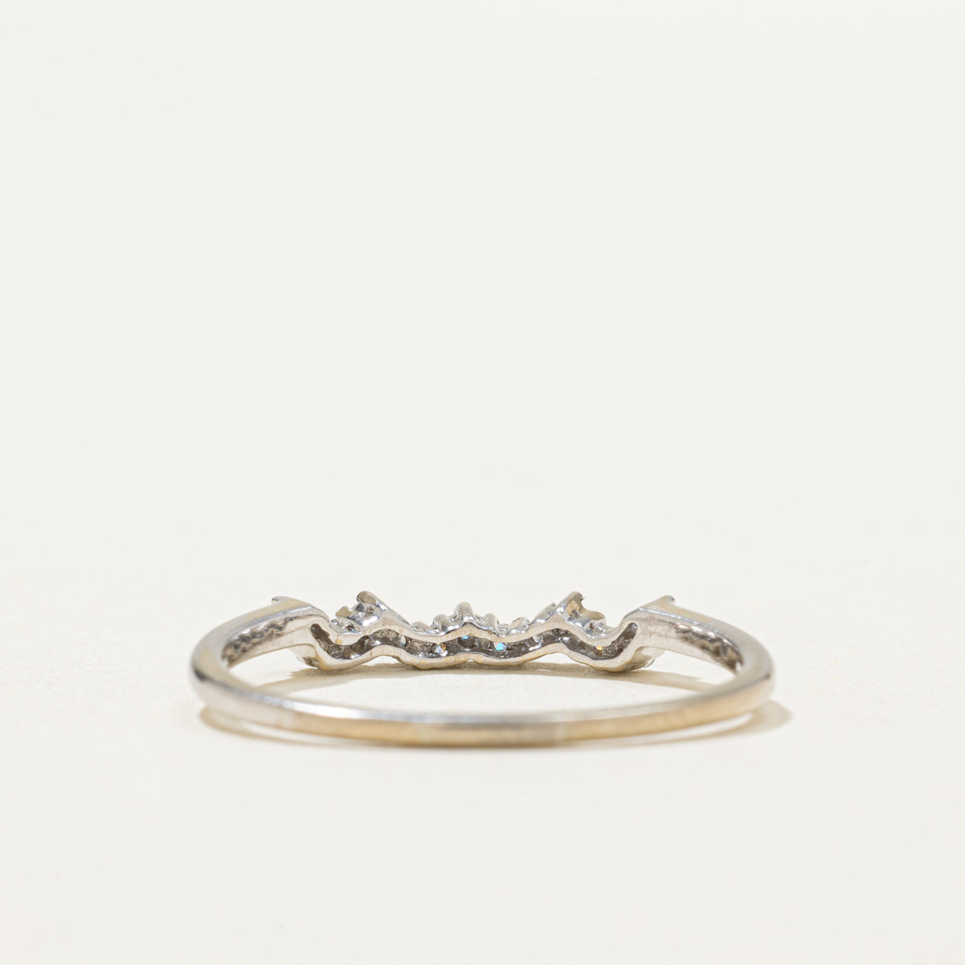 18K White Gold Diamond Contour Ring - 0.075ctw Natural Diamonds - Size 8 - Elegant Wedding Band & Anniversary Gift for Women
