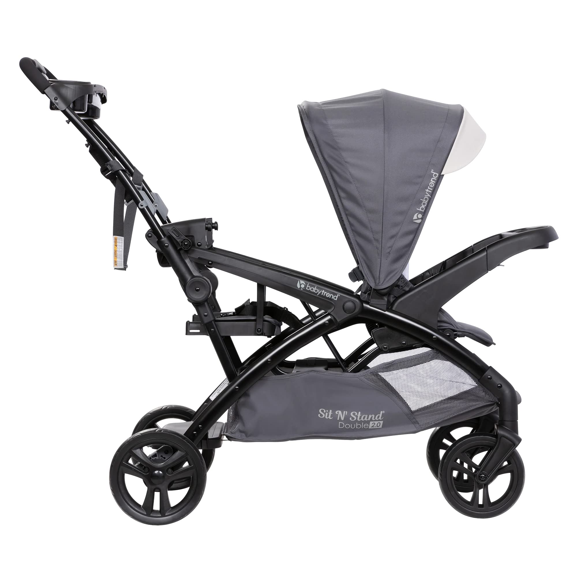 Baby Trend Sit N' Stand Double Stroller 2.0 DLX - Lightweight Convertible Stroller with 5-Point Safety Harness & EZ-Lift Plus Infant Car Seat - Cozy Magnolia Cover - Perfect for Twins, Siblings or Toddlers - Ideal for Shopping, Travel & Outdoor Walks