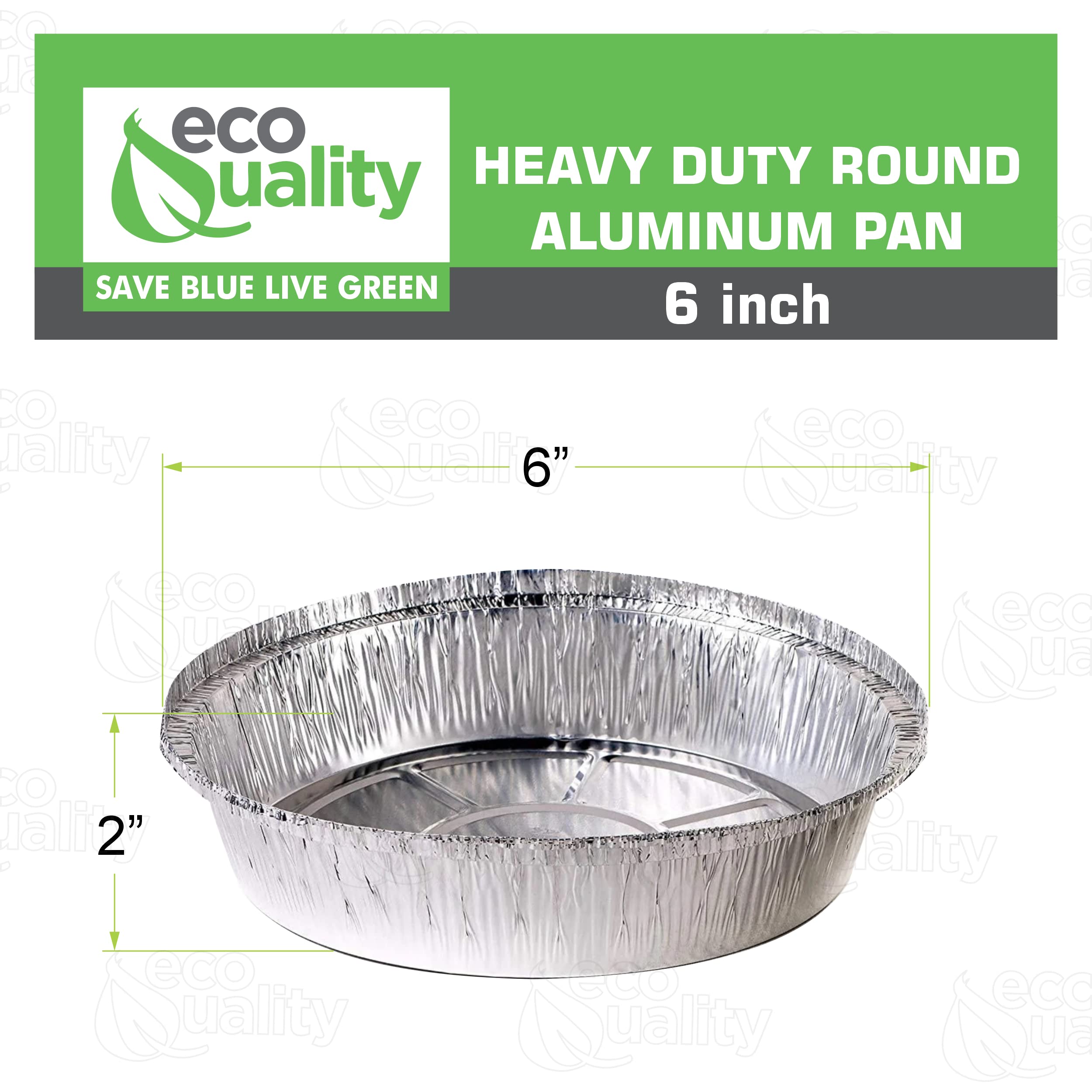 EcoQuality [500 Pack] 6 Inch Disposable Aluminum Foil Pans - Round Baking Pans for Cooking, Catering, Parties & Restaurants - Perfect for Cakes, Pies, Takeout Meals & Food Storage (No Lids)