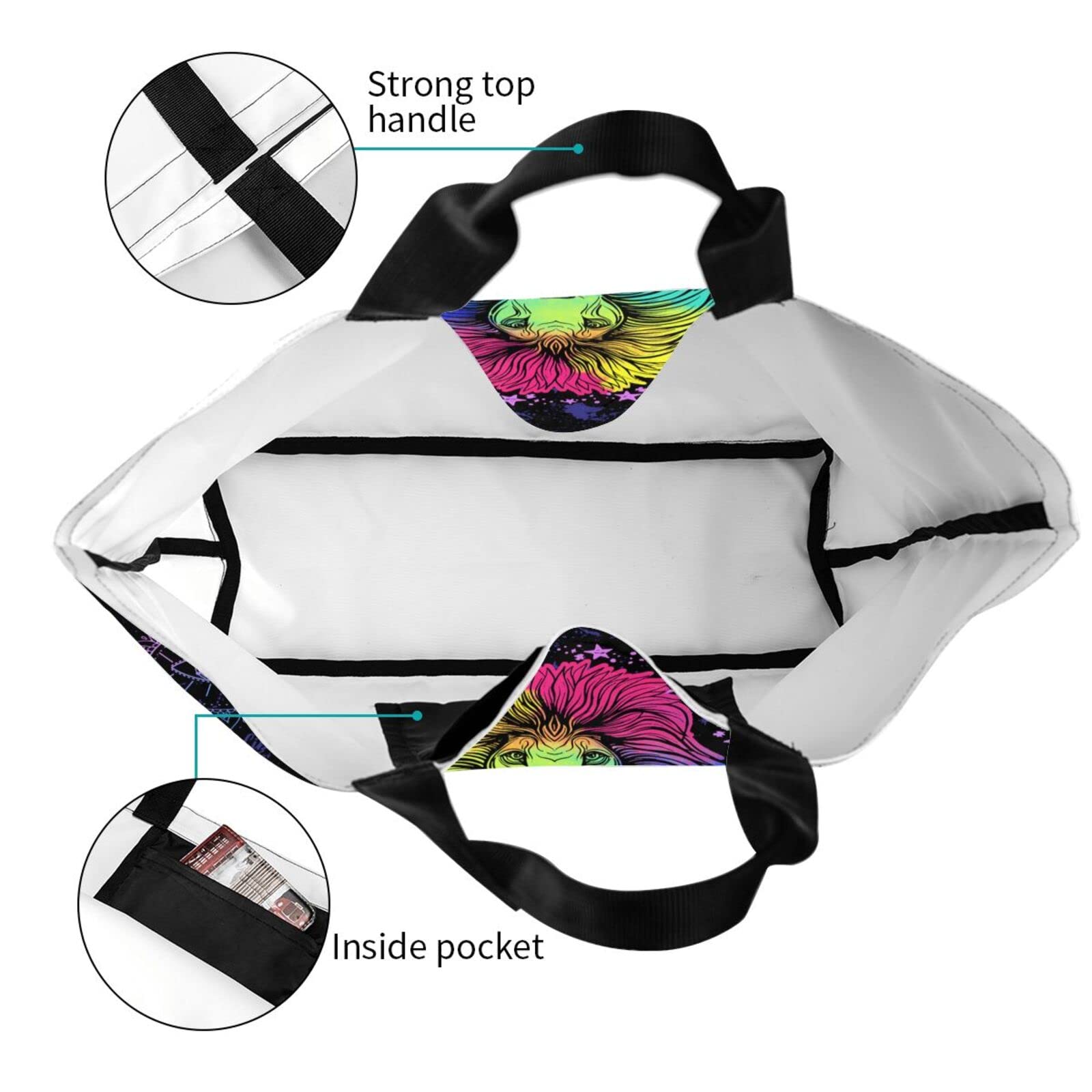 JASUTOT Large Canvas Constellation Tote Bag - Zodiac Sign Astrology Gym Beach Bag for Women, Durable Weekender Travel Shopping Tote with Handles | Perfect for Beach Trips, Gym Workouts & Daily Errands