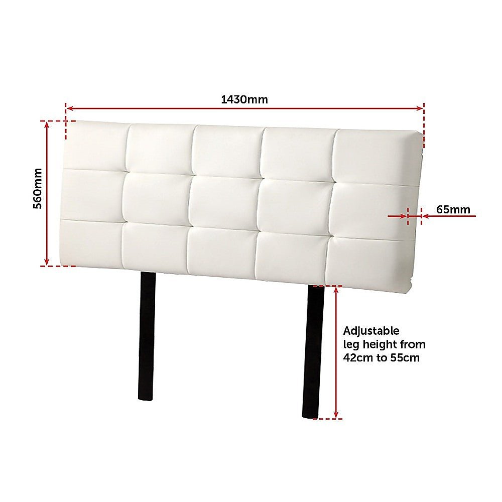 Double Size Deluxe Upholstered Headboard - White | Modern Bed Frame Headboard for Bedroom Decor, Perfect for Master Bedroom, Guest Room & Apartment
