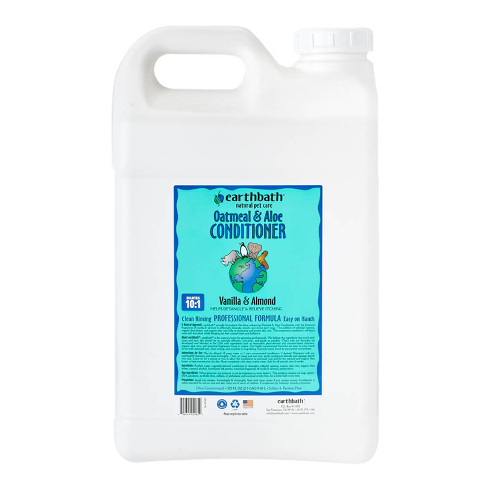 Earthbath Oatmeal & Aloe Pet Conditioner - Vanilla Almond Scent 2.5 Gallon (320 oz) for Dogs & Cats - Soothes Dry, Itchy Skin - Perfect for Bathing & Grooming at Home