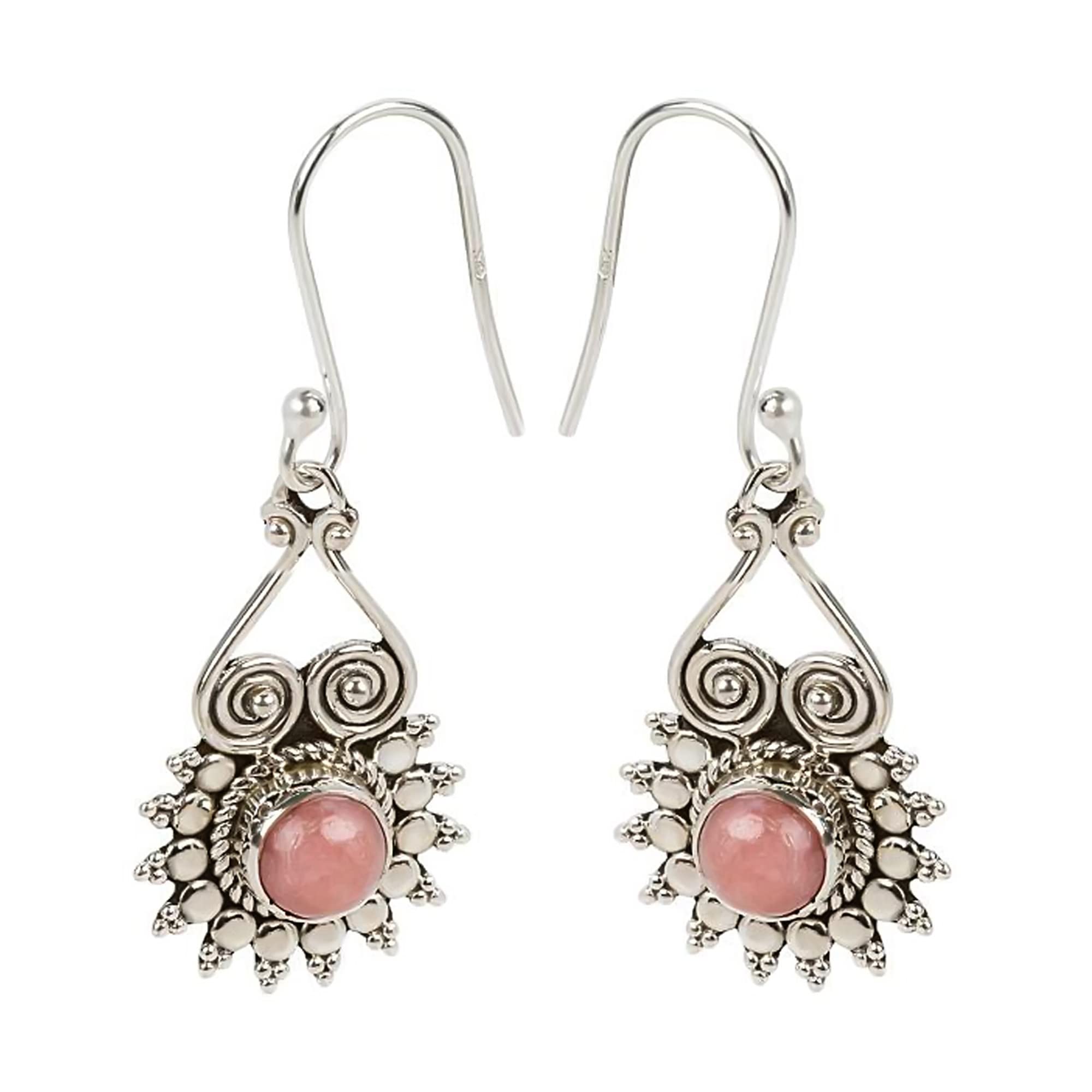14K Sterling Silver Pink Opal Dangle Drop Earrings for Women | Elegant Handmade Jewelry Gift for Birthday, Anniversary & Special Occasions