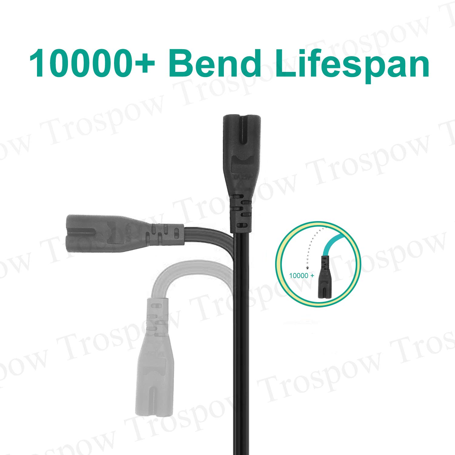 8.2ft Replacement Power Cord for HP Envy 4500/4512/4522/5530/5540/5660/6055/6255/7155/7643/7645/7855 Printers - 2 Prong AC Power Cable - Perfect for Home & Office Printer Setup