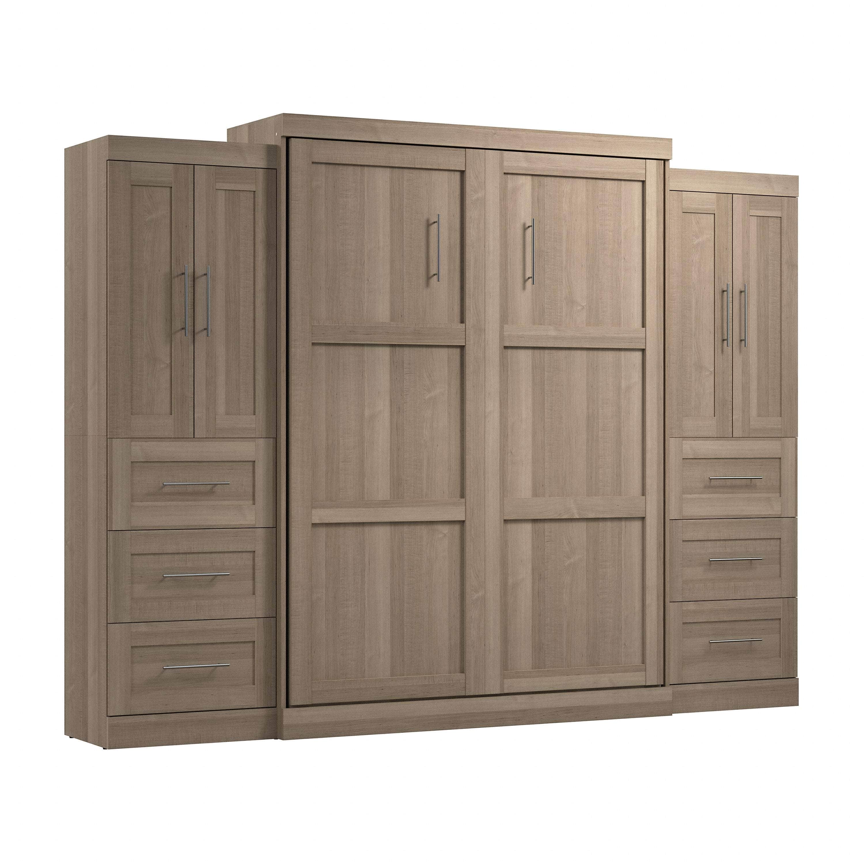 Pur Queen Murphy Wall Bed with Closet Storage Cabinets (115W) - 7 Color Options - Space-Saving Solution for Small Apartments, Guest Rooms & Home Offices