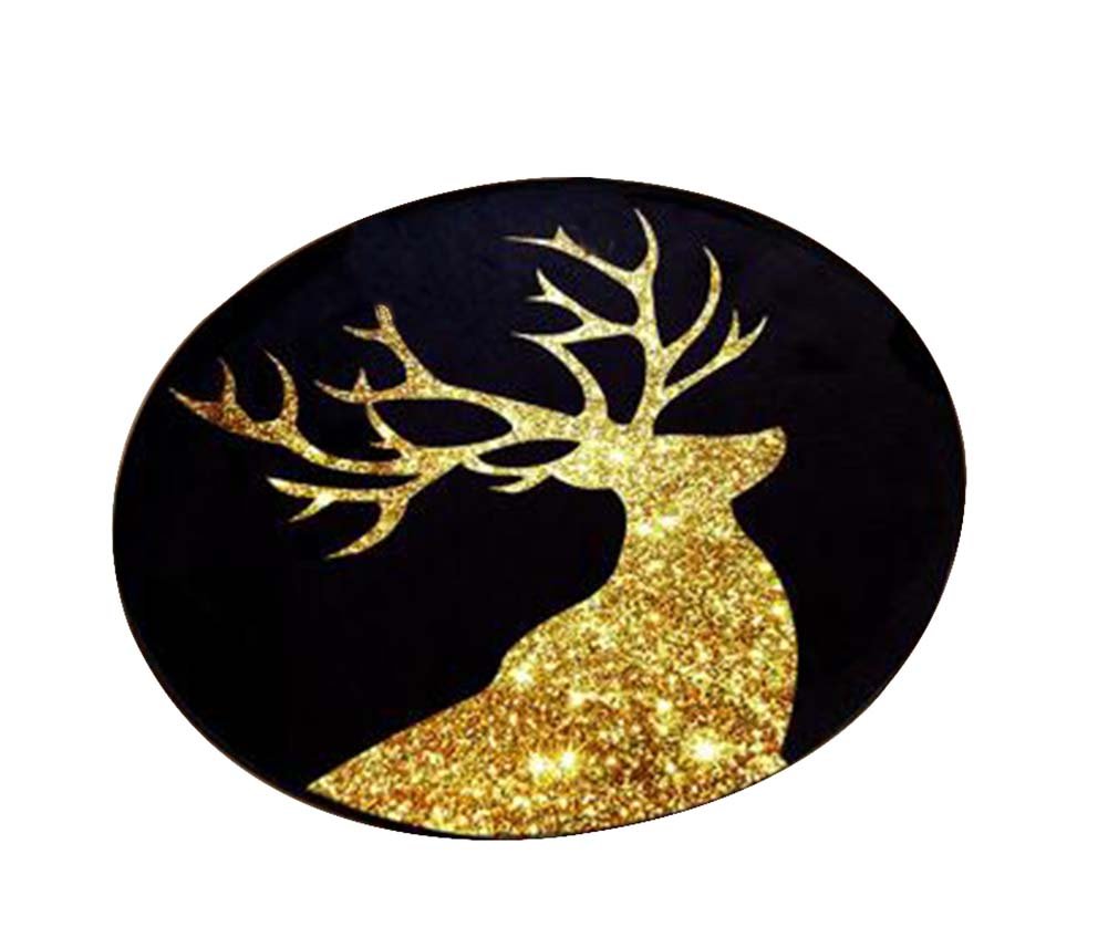 Round Carpet Computer Chair Swivel Chair Cushion - Non-Slip Office Chair Mat for Desk & Gaming [Deer-1] - Perfect for Home Office, Study Room & Workspace