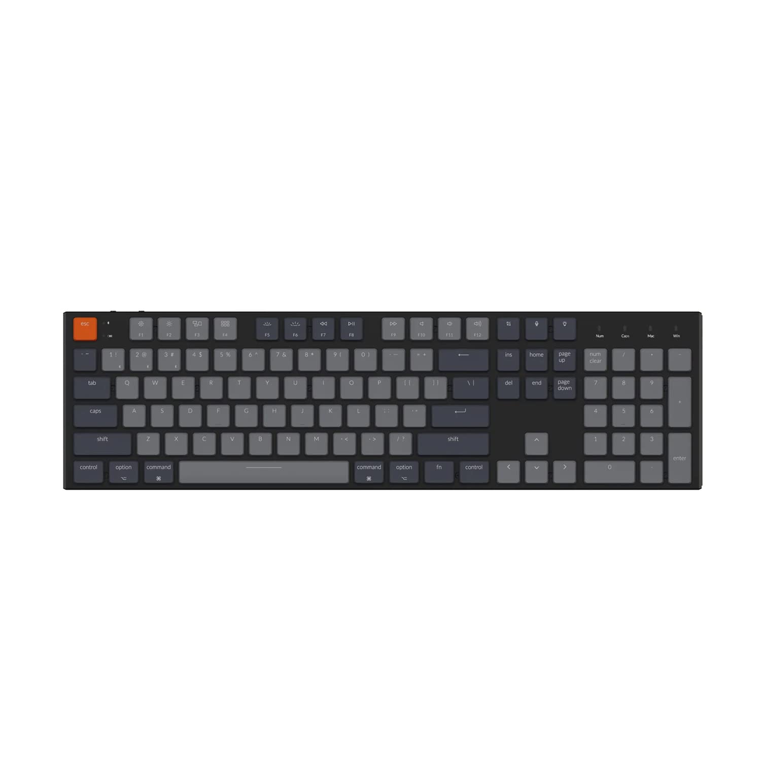 Keychron K5 Ultra-Slim Wireless Mechanical Keyboard - 104 Key Full Size Layout with White LED Backlight, Low Profile Gateron Blue Switches, Compatible with Mac & Windows - Perfect for Gaming, Office Work & Typing Enthusiasts