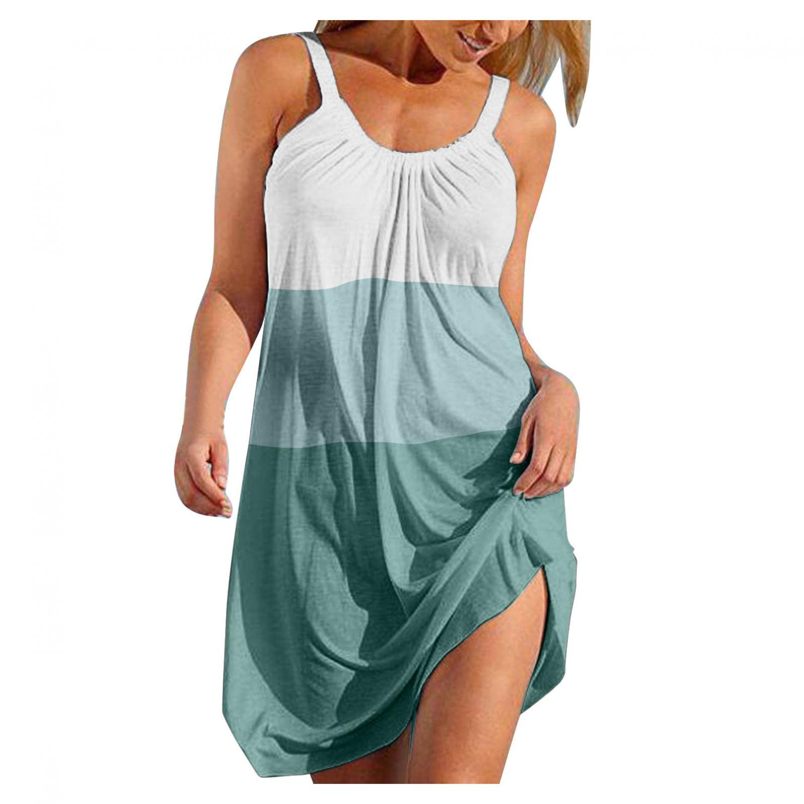 INNOVIERA Women's Floral Printed Sleeveless Mini Dress - Casual Party Sundress, Beach Cover Up, Swing Dress for Summer Outings & Vacations