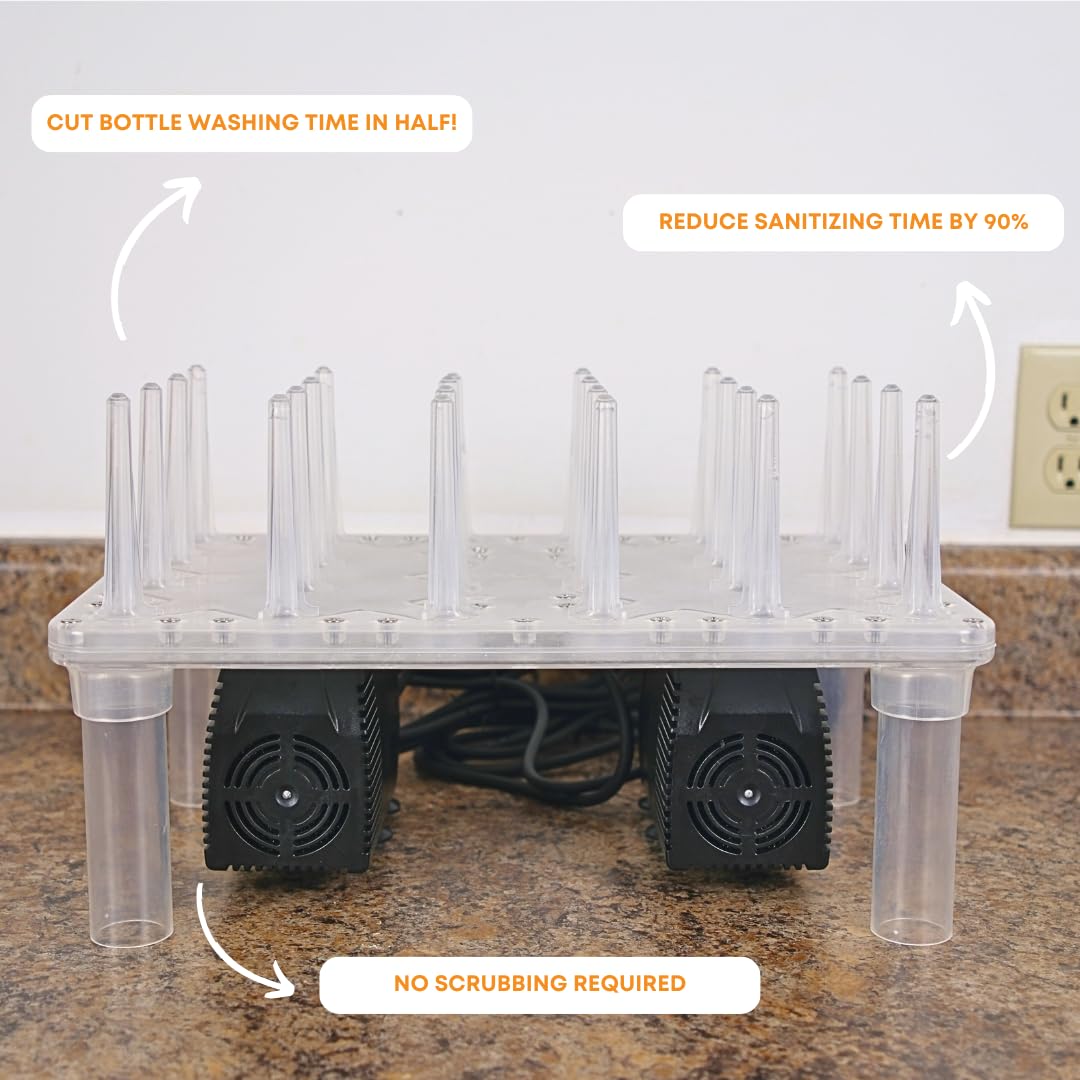 FastWasher24 Beer & Wine Bottle Cleaner - High Pressure Bottle Rinser, Sanitizer System for Home Brewing | Easy Assembly | Perfect for Homebrewers, Winemakers & Craft Beer Enthusiasts | Use for Cleaning, Sanitizing & Reusing Bottles