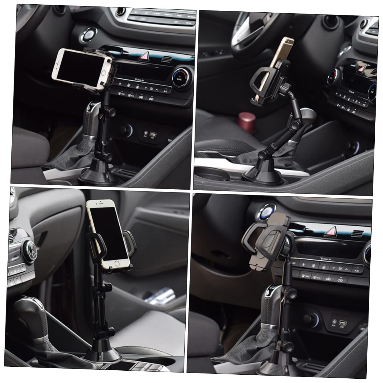 2-Pack Universal Car Phone Holder - Adjustable Gooseneck Cup Mount with Multi-Function Storage for iPhone, Samsung & Smartphones - Perfect for Road Trips, Commuting & Hands-Free Driving