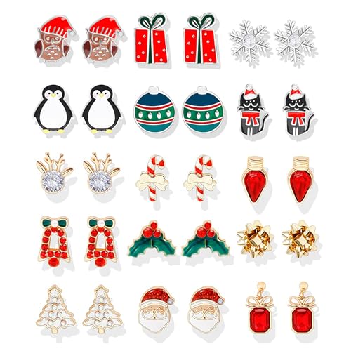 A1:15 pairs christmas stud earrings
