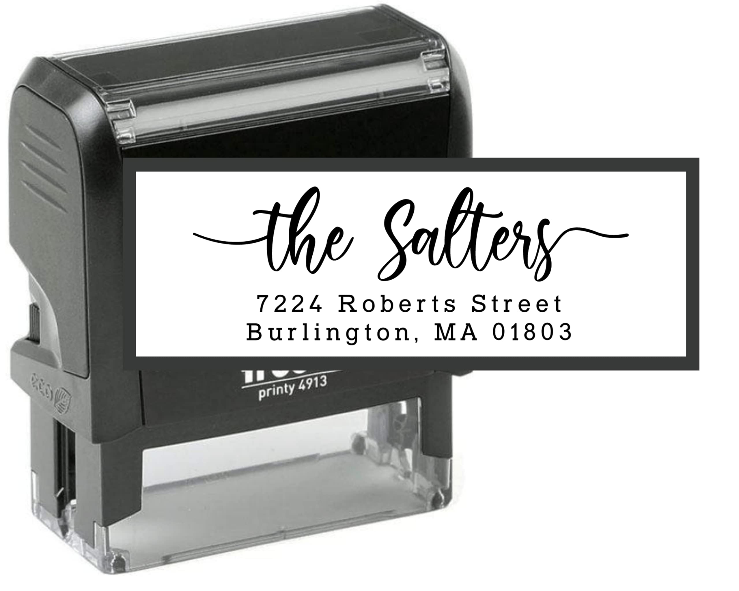 Custom Return Address Stamp - Personalized 3-Line Text & 15 Graphic Options - Self-Inking Rubber Stamp with Wood Handle - 7/8