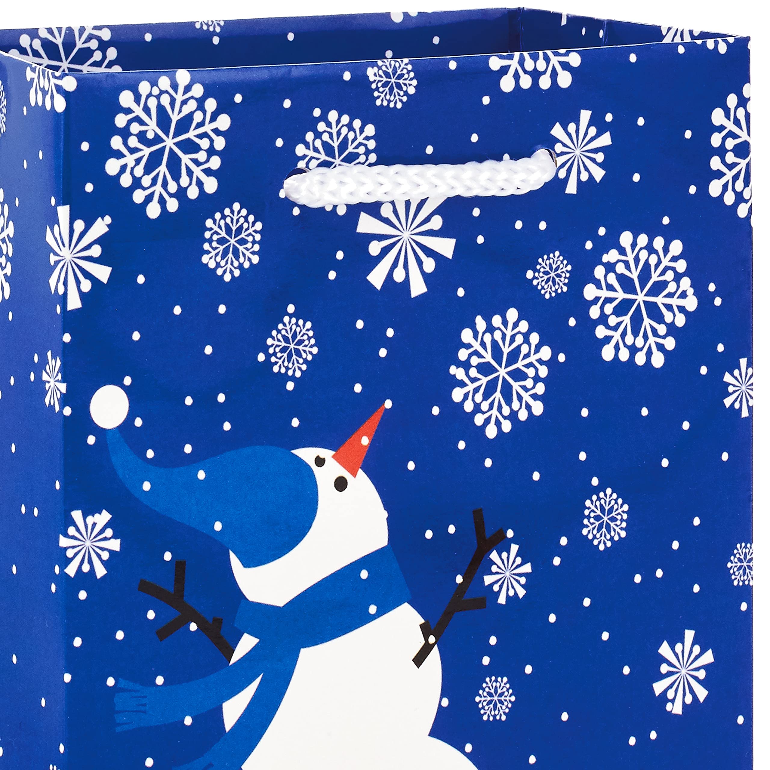 Hallmark 6 Inch Small Holiday Gift Bags - Pack of 5 Blue Winter Scenes, Stripes & Snow Designs - Perfect for Christmas Presents, Party Favors & Stocking Stuffers