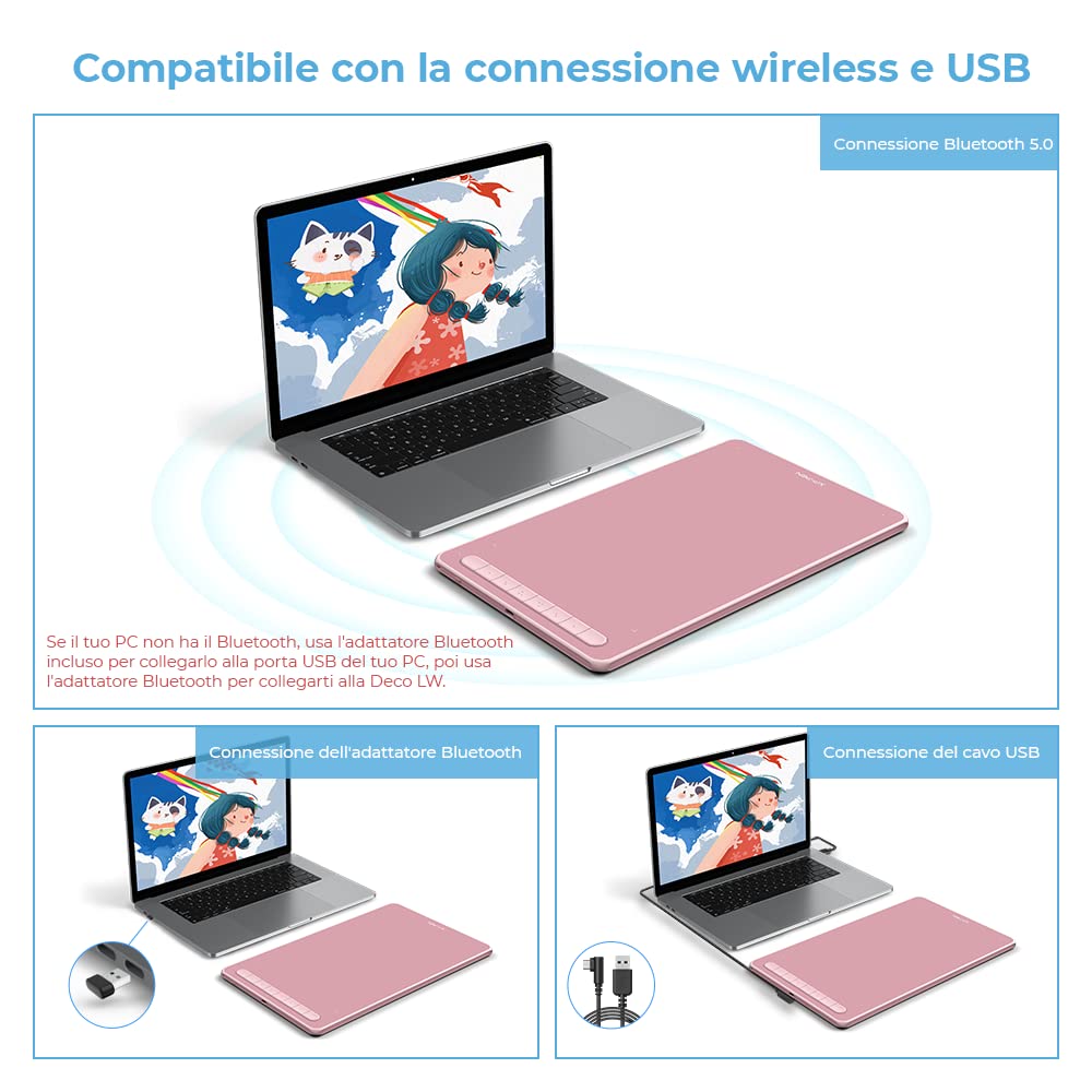 XP-PEN Deco LW Bluetooth Graphics Tablet - 10