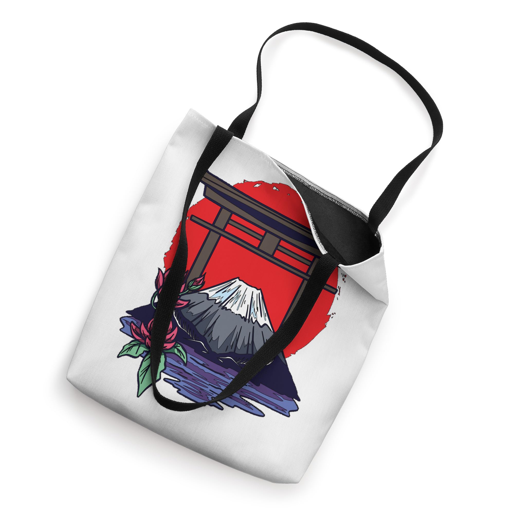 Vibrant Japanese Mountain Landscape Tote Bag - Artistic Canvas Tote for Women & Men - Perfect for Shopping, Beach, Work & Travel