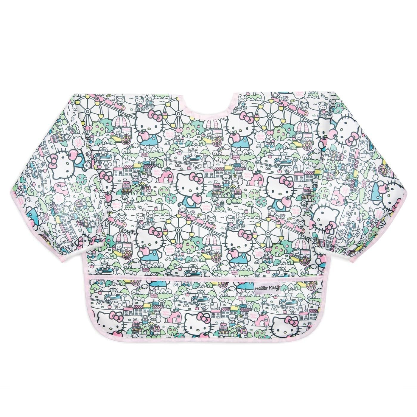 Bumkins Hello Kitty® Sleeved Bib - Hello Kitty Carnival Design - Waterproof Baby Feeding Bib for Infants & Toddlers - Perfect for Mealtime, Daycare & On-the-Go Use