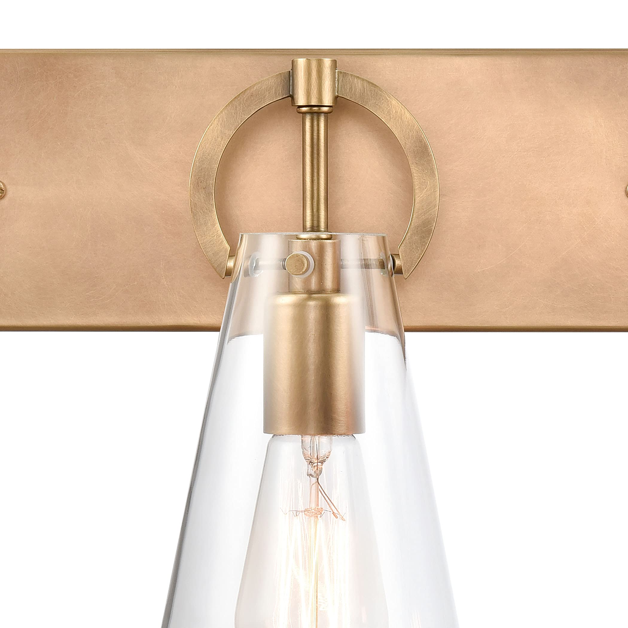 Elk Home Gabby Vanity Light - 3-Light Modern Bathroom Lighting Fixture in Natural Brass Finish with Clear Glass Shades | Perfect for Contemporary Bedroom, Powder Room or Spa Decor