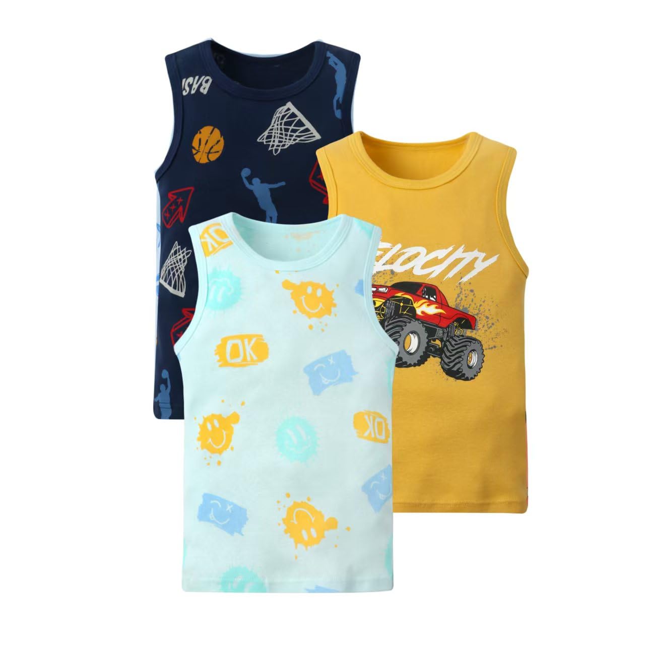 3-Pack Boys' Sleeveless Tank Tops for Toddlers - Soft Cotton Summer Shirts for Playtime, Beach & Outdoor Activities