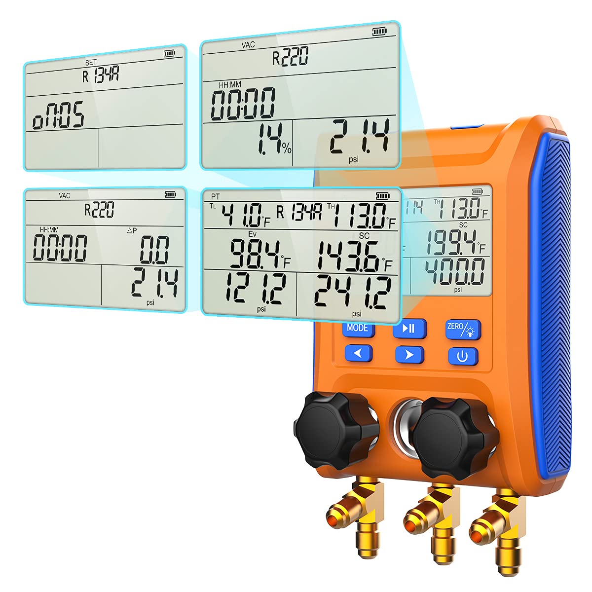 Elitech WJL-6000 Freon Leak Detector & Halogen Gas Tester with Elitech LMG-10 Digital HVAC Manifold Gauge - Professional Refrigerant Detection Tools for HVAC Technicians, AC Repair, and Automotive Maintenance