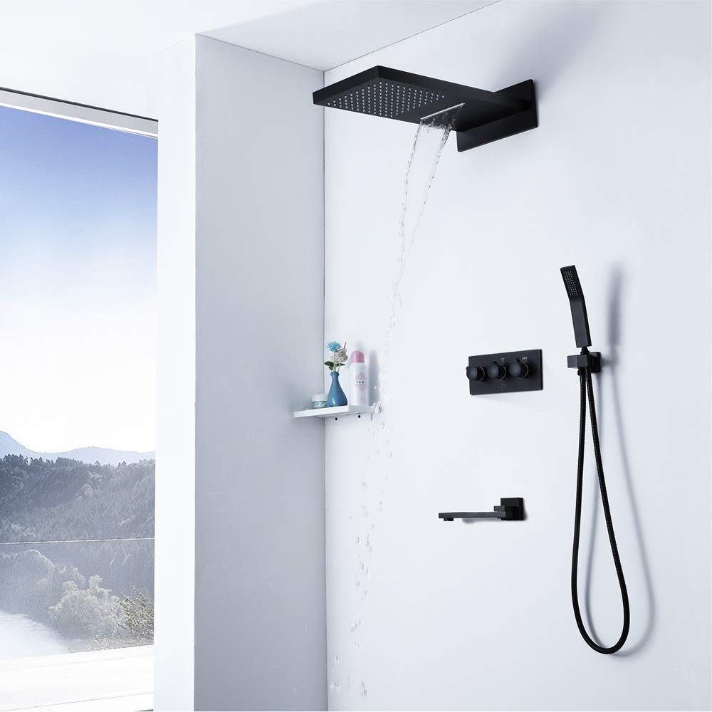 Premium Wall-Mounted Concealed Copper Shower Set - All-Copper Water-Saving Shower Head & Faucet Combo for Modern Bathrooms | Perfect for Spa-Like Experience & Small Space Solutions