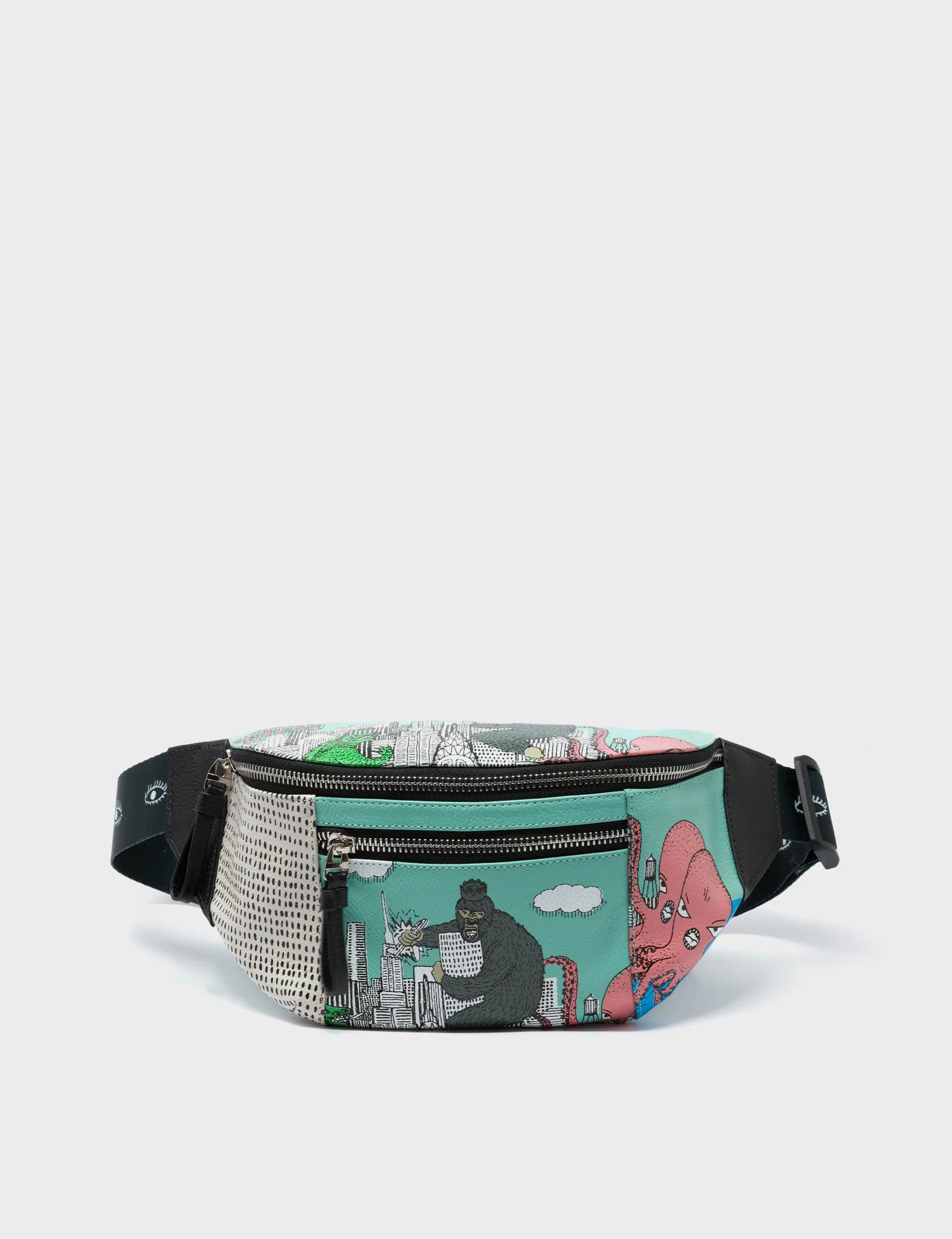 Premium Harold Fanny Pack - Oceanic Leather with Hairy Harold Print - Stylish Waist Bag for Travel, Hiking & Outdoor Adventures