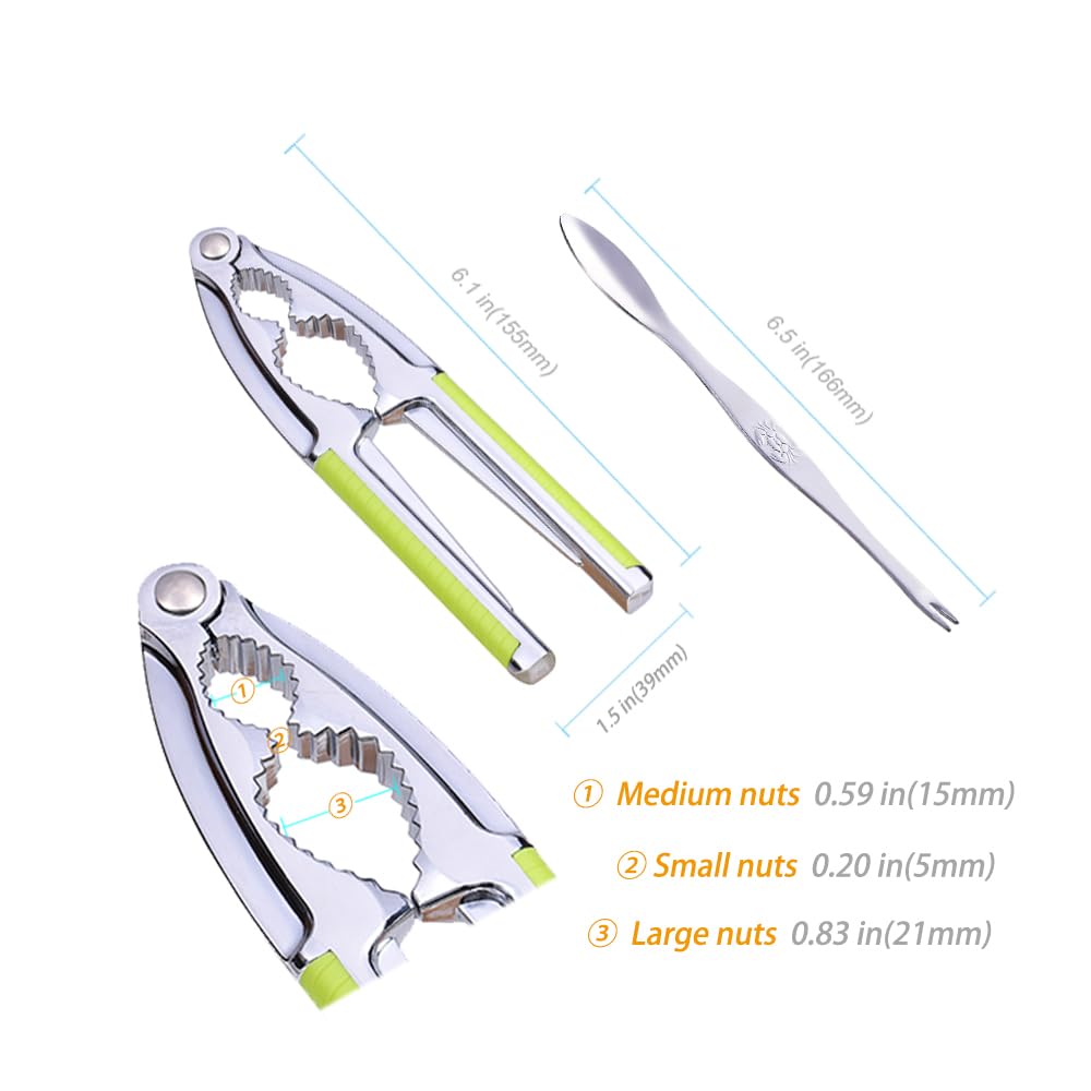 Heavy Duty Nut Cracker for Walnuts, Almonds, Pecans & All Nuts - Lobster Crab Shell Cracker with 2 Forks & Non-Slip Handle - Perfect for Seafood, Holiday Parties & Kitchen Use