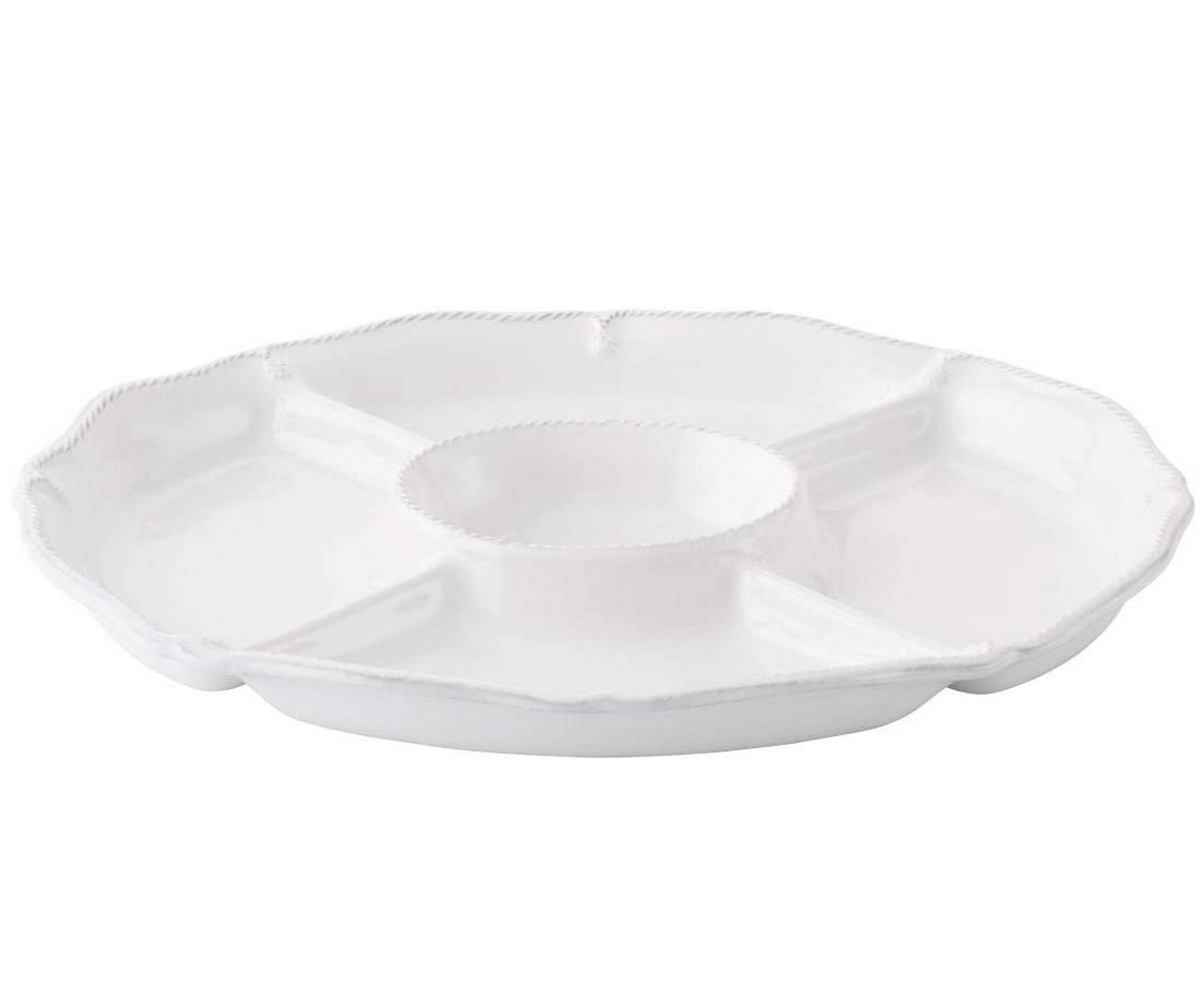 Juliska Berry and Thread Whitewash Crudité Platter - Elegant Serving Tray for Entertaining, Appetizers, and Party Decor