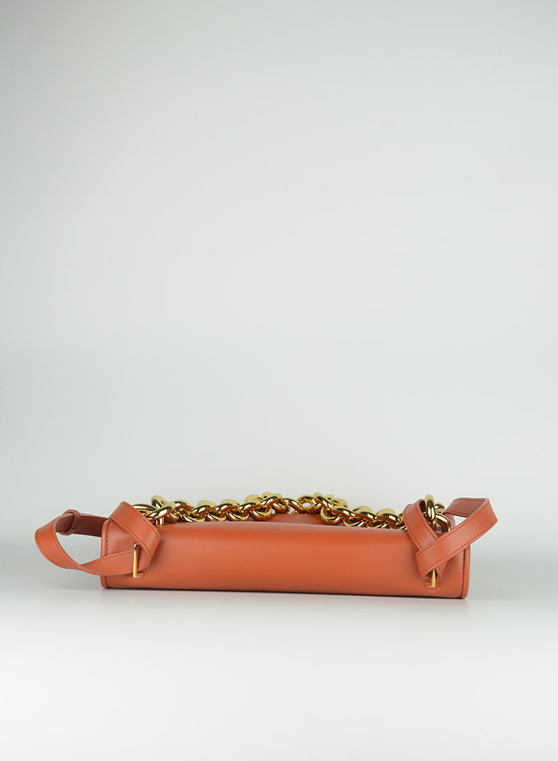 Bottega Veneta Orange Leather Envelope Bag - Luxury Crossbody Purse for Women, Perfect for Work, Travel & Evening Events