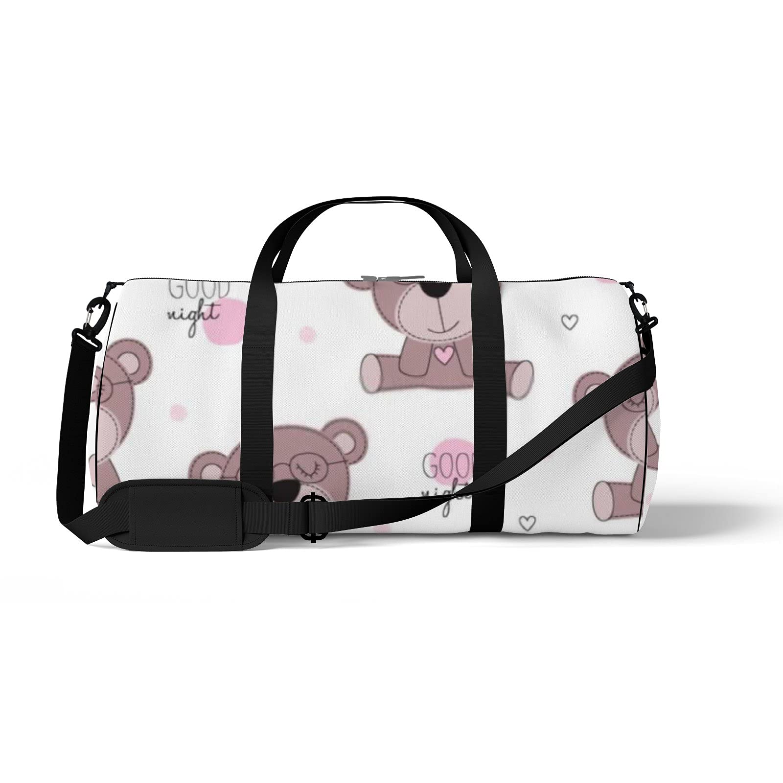 Kawaii Cartoon Animals Teddy Bear Print Waterproof Gym Tote Bag with Shoulder Strap & Zipper Pockets - Sports, Travel & Storage Shoulder Bag for Men & Women - Perfect for Workouts, Beach Trips & Daily Commute