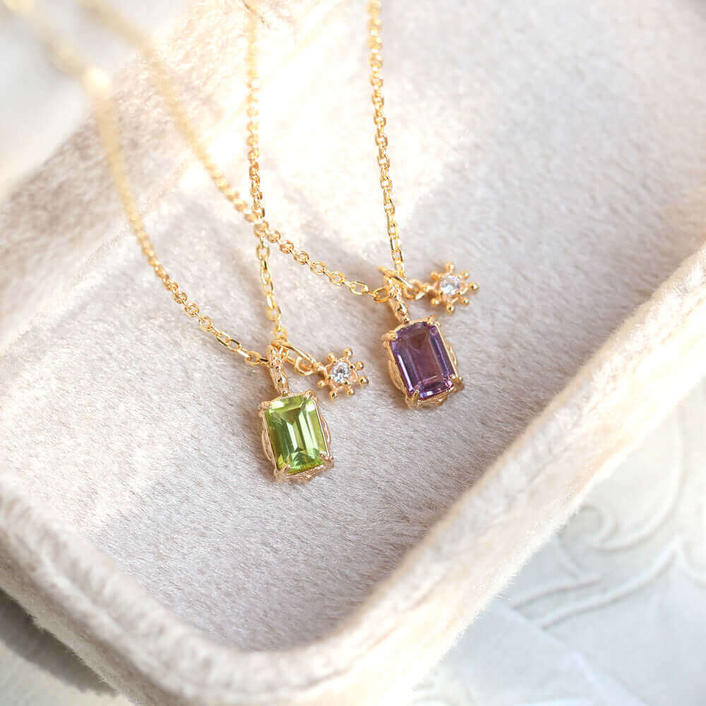 Make A Wish Amethyst Peridot Sandstone Pendant Necklace with Snowflake Charm | HD154 | Elegant Jewelry Gift for Women, Birthday, Christmas & Special Occasions