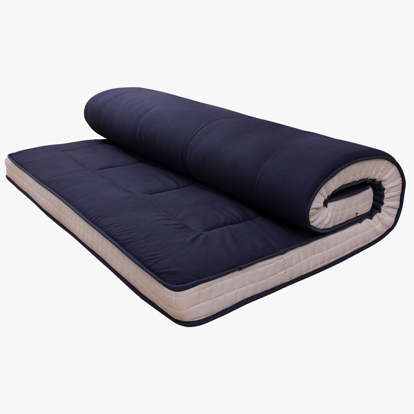 MAXYOYO Japanese Floor Futon Mattress - Thick Padded & Portable Navy Blue Floor Bed for Guest Room, Dorm, Camping & Travel