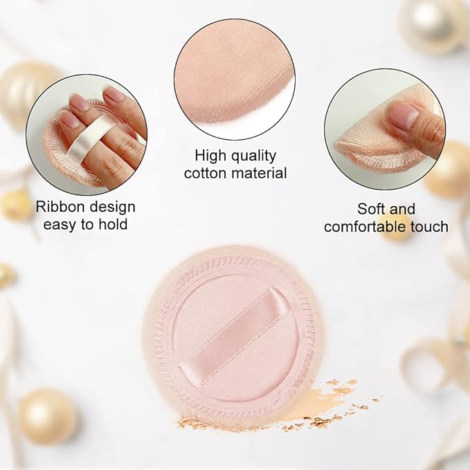 BANIRA Cotton Powder Puff 12pcs - Makeup Sponge for Foundation & Loose Powder - Medium Size for Professional Makeup