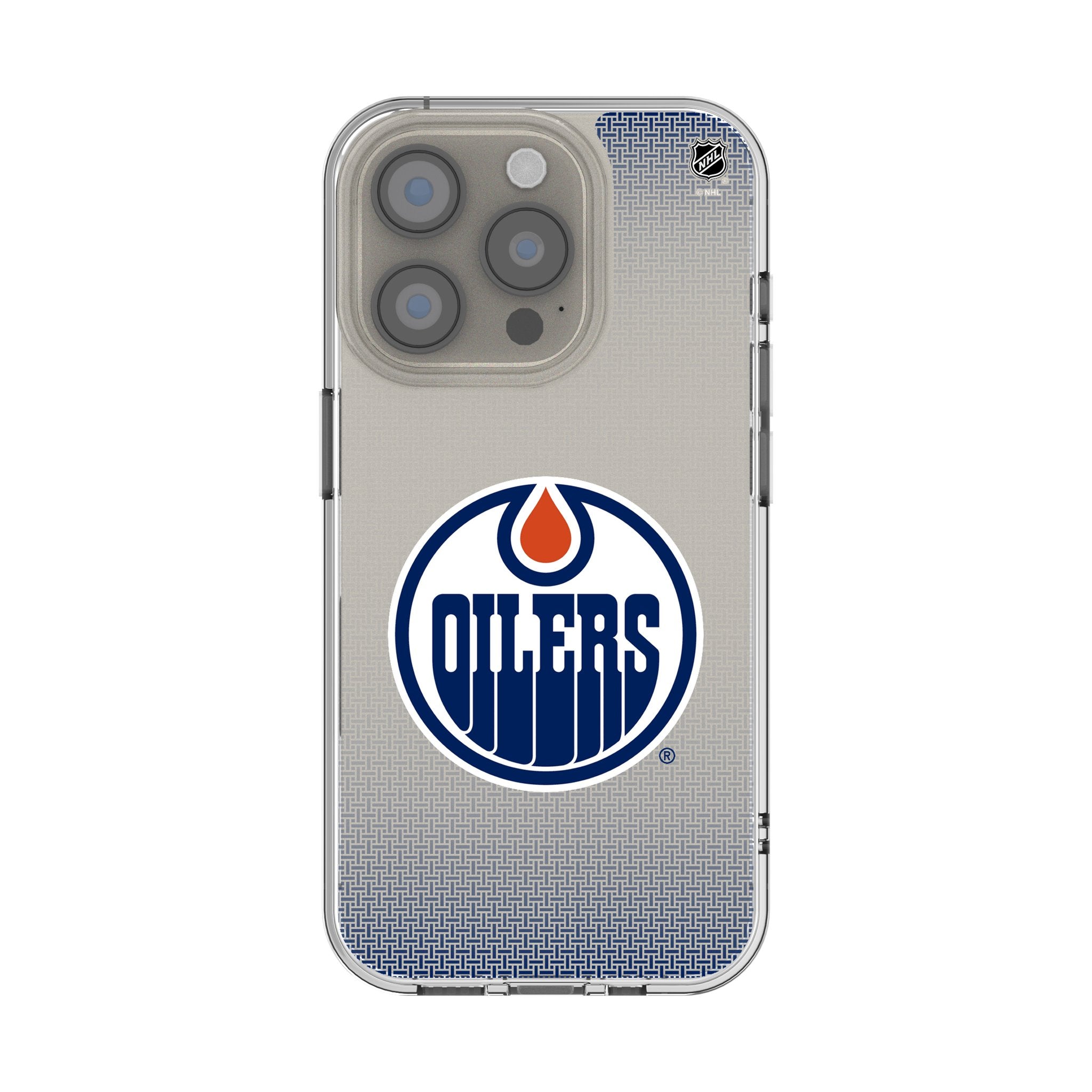 Edmonton Oilers Clear iPhone Case for Apple iPhone 15/14/13/12/11 - Slim Protective Linen Phone Cover for Hockey Fans - Perfect for Games, Travel & Everyday Use