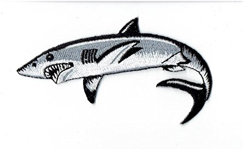 Great White Shark Embroidered Iron on Patch for Jackets, Hats & Backpacks - Durable Sew On Badge for DIY Clothing & Accessories Customization