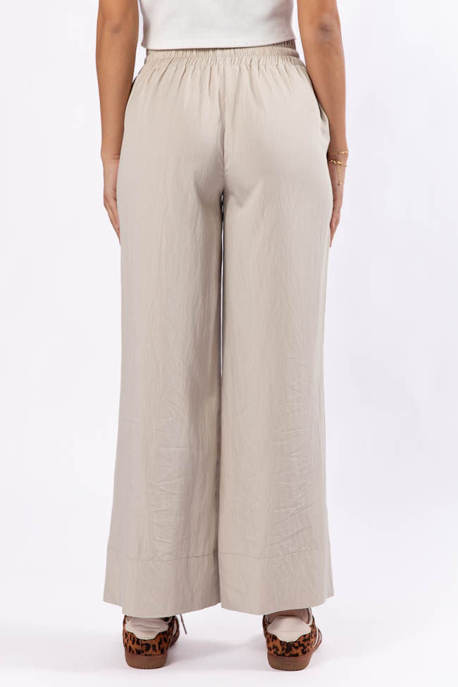 Switch It Up Beige Front Pocket Pull On Pants for Women - Comfortable Stretchy Casual Lounge Pants - Perfect for Yoga, Travel & Home Wear (Final Sale)