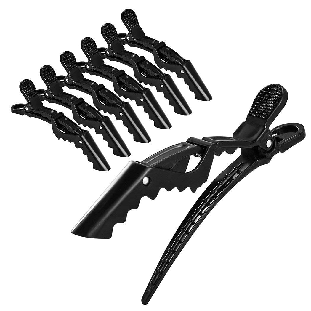 GuruEmbellish 12Pcs Pinup Hair Clips - Professional Salon Crocodile Hair Styling Clips Set with Wide Teeth for Strong Hold & Extra Durability (Black) - Perfect for Hair Styling, Braiding, Curling & Salon Use