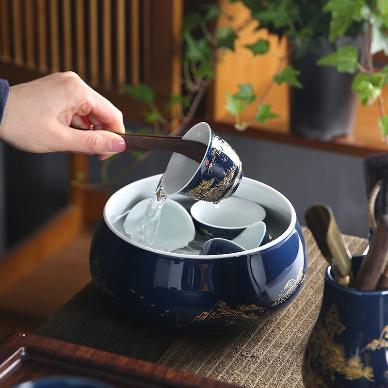 Exquisite Chinese Blue Landscape Porcelain Tea Set - Handcrafted 12-Piece Ceramic Gift Set for Afternoon Tea, Home Decor & Wedding Gifts - Perfect for Tea Ceremonies, Housewarming & Collectors